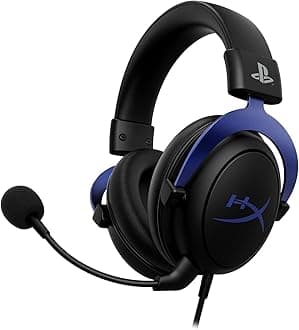 HyperXCloud - Gaming Headset, PlayStation Official Licensed Product, for PS5 and PS4, Memory Foam comfort, Noise-cancelling mic, Durable aluminum frame,Black