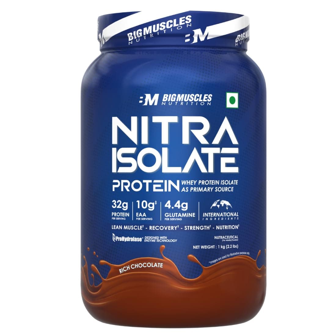 Nitra Isolate [1kg, Rich Chocolate] | 32g Protein | 10g EAA | Whey Protein with ProHydrolase Enzyme Tech. For Faster Absorption | Improved Strength, Faster Recovery & Muscle Building