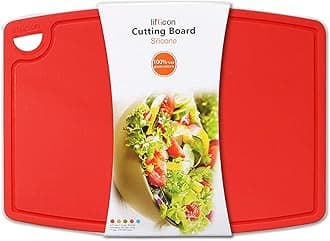 Liflicon Extra Large Thick Silicone Cutting Board 14.6'' x 10.43'' Chopping Board Flexible Cutting Mats Dishwasher Safe-Red