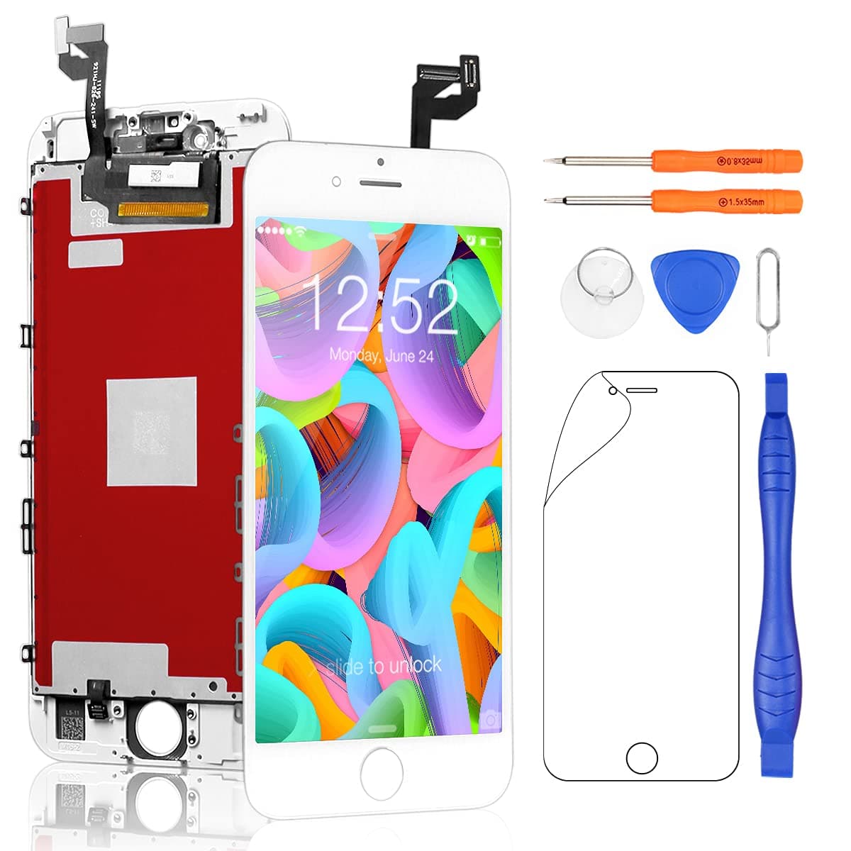 Yodoit for iPhone 6s LCD Display and Digitizer Assembly Glass Touch Screen Replacement with Frame + Repair Tool Kit (4.7 inches White)