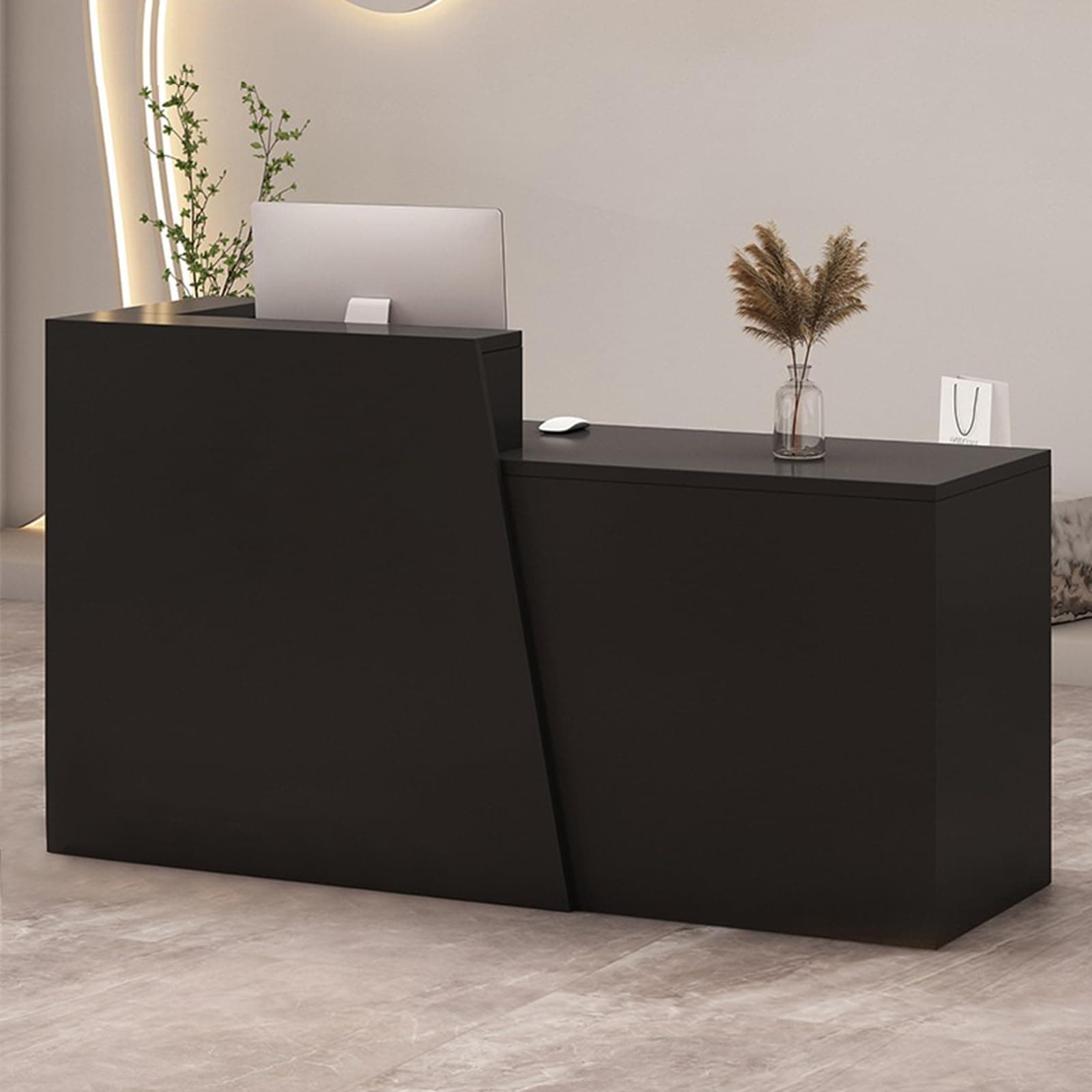 Retail Reception Desk with Storage, Modern Checkout Counter for Store, Anti-Scratch Front Desk for Salon, Boutique, Cafe – Easy Assembly H 70.9" × 16.5" × 39.4"