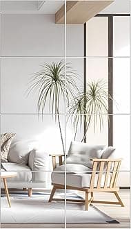 VASUHOME Glass Full Length Wall Mirror Tiles - [14 x12 Inch - 8PCS] HD Gym Mirrors for Home Gym, Full Body Long Mirror for Bedroom, Living Room, Door, Closet