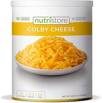 Nutristore Freeze Dried Colby Cheese Shredded | Bulk Emergency Food Supply | Perfect for Camping, Backpacking and Everyday Meals or Snacking | 25 Year Shelf Life | #10 Can | 38.1 oz, 1080 g