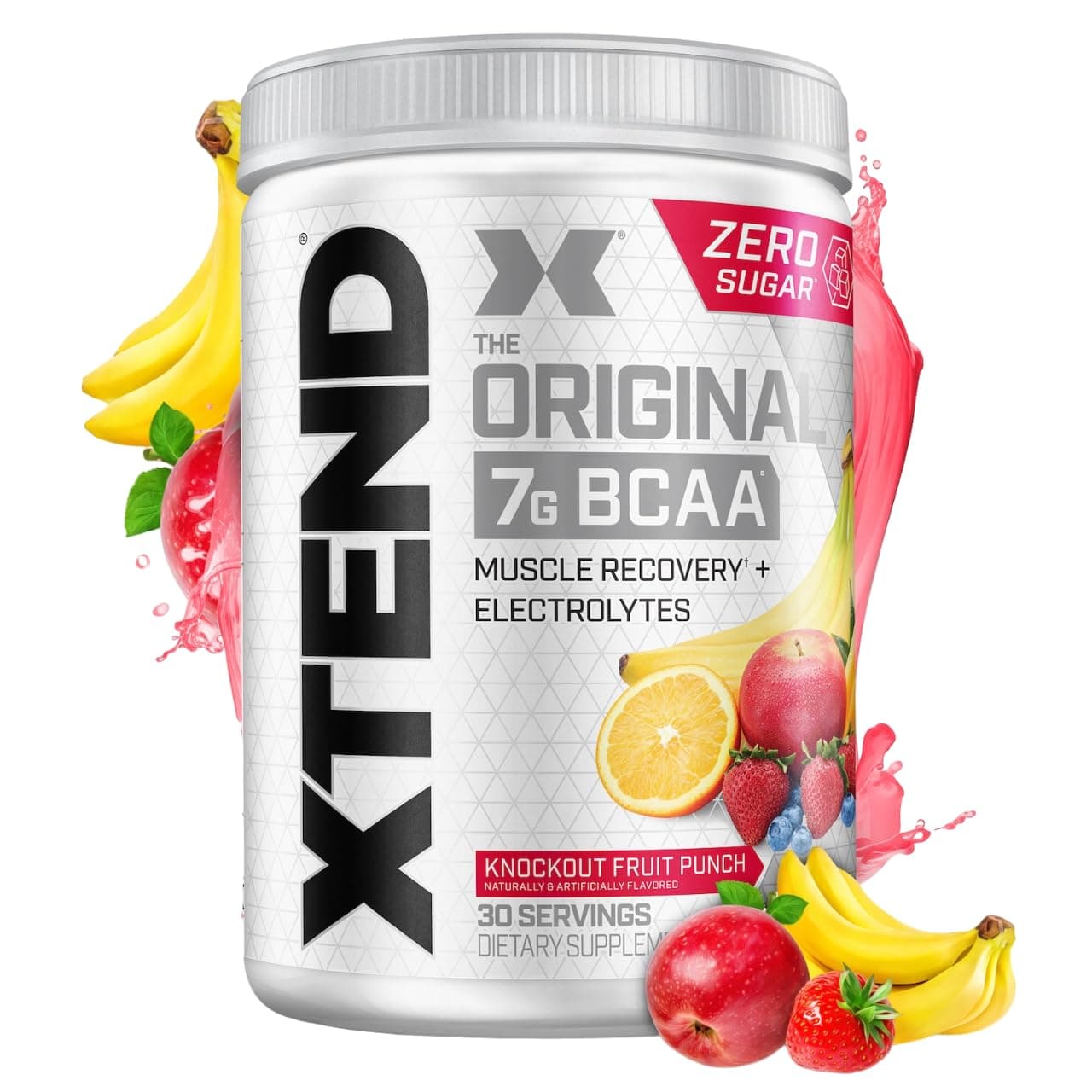 Original BCAA Powder, 7g BCAAs and 2.5g L-Glutamine for Muscle Recovery Hydration and Lean Muscle, Sugar Free Intra and Post Workout Drink with Electrolytes, Knockout Fruit Punch, 30 Servings