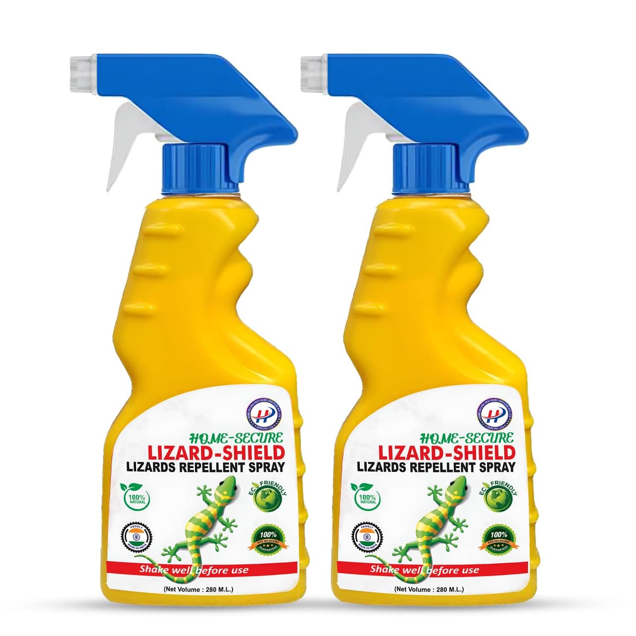 Home-Secure Lizard-Shield Natural Lizard Repellent Spray-280ml | Organic | Chemical-Free | Non-Toxic | 90 Days Protection | Mint Scent (Pack of 2)