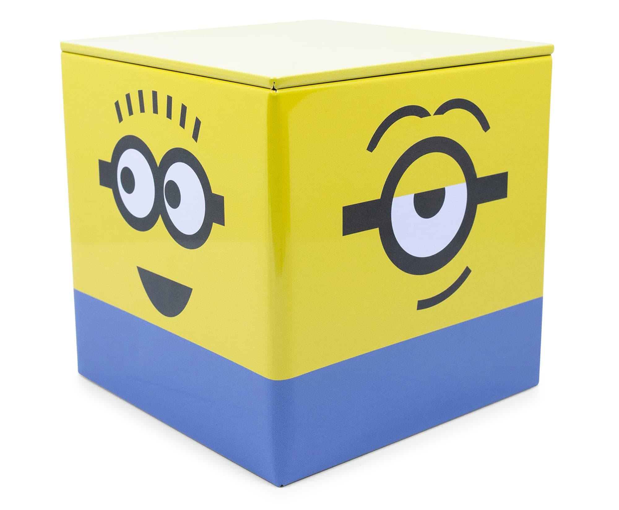 Ukonic Despicable Me Minions 4-Inch Tin Storage Box Cube Organizer with Lid | Basket Container, Cubby Cube Closet Organizer, Home Decor Playroom Accessories | Cute Gifts And Collectibles