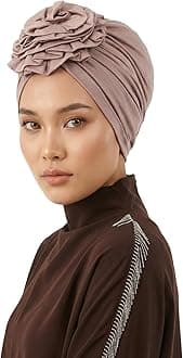 Instant Turban Head Wraps For Women Pretied Hijab Scarves, Rose Detail