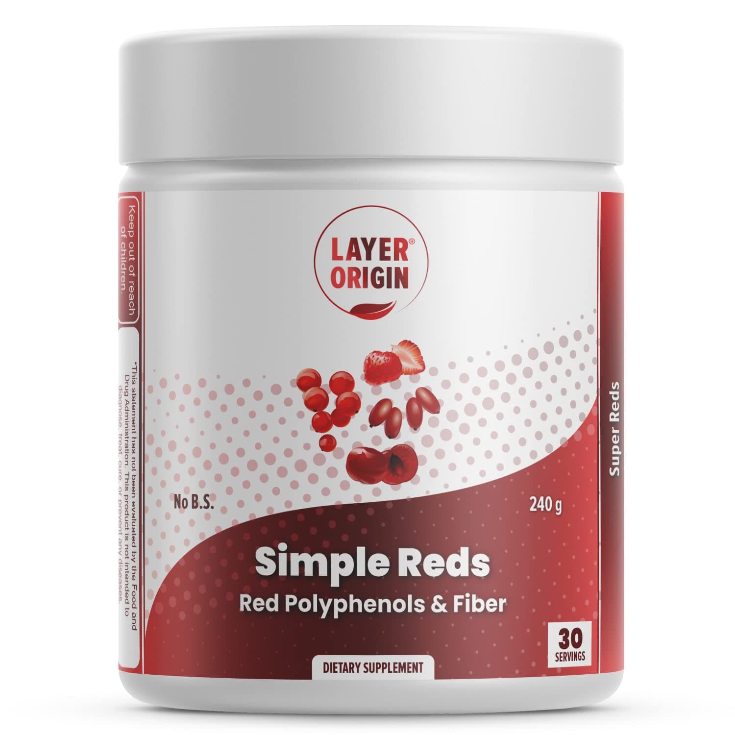 Simple Reds - Organic Red Polyphenols Fruit Powder | Five Real Red Whole Fruits | 30 Servings