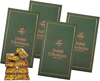 Dubai Chocolate Bar - Total of 28oz | 800gr Premium Rich Milk Kunafa Pistachio Butter Chocolate | Individually Wrapped Fresh Treats | Luxury Gift Box for Birthdays & Special Occasions, Large Car (Pack of 4) Each Unit 7oz | 200gr