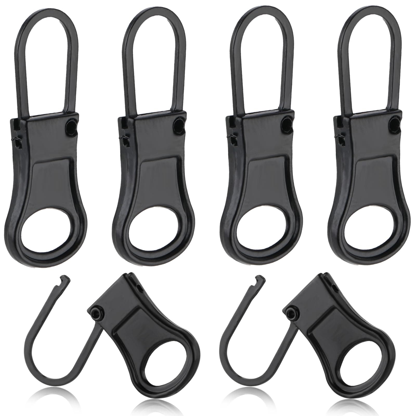 Ouligay 6pcs Replacement Zipper Pull Tabs - Detachable Metal Extender and Repair Kit for Jackets, Jeans, Pants, Coat, Backpacks, Luggage, Suitcase, Purse