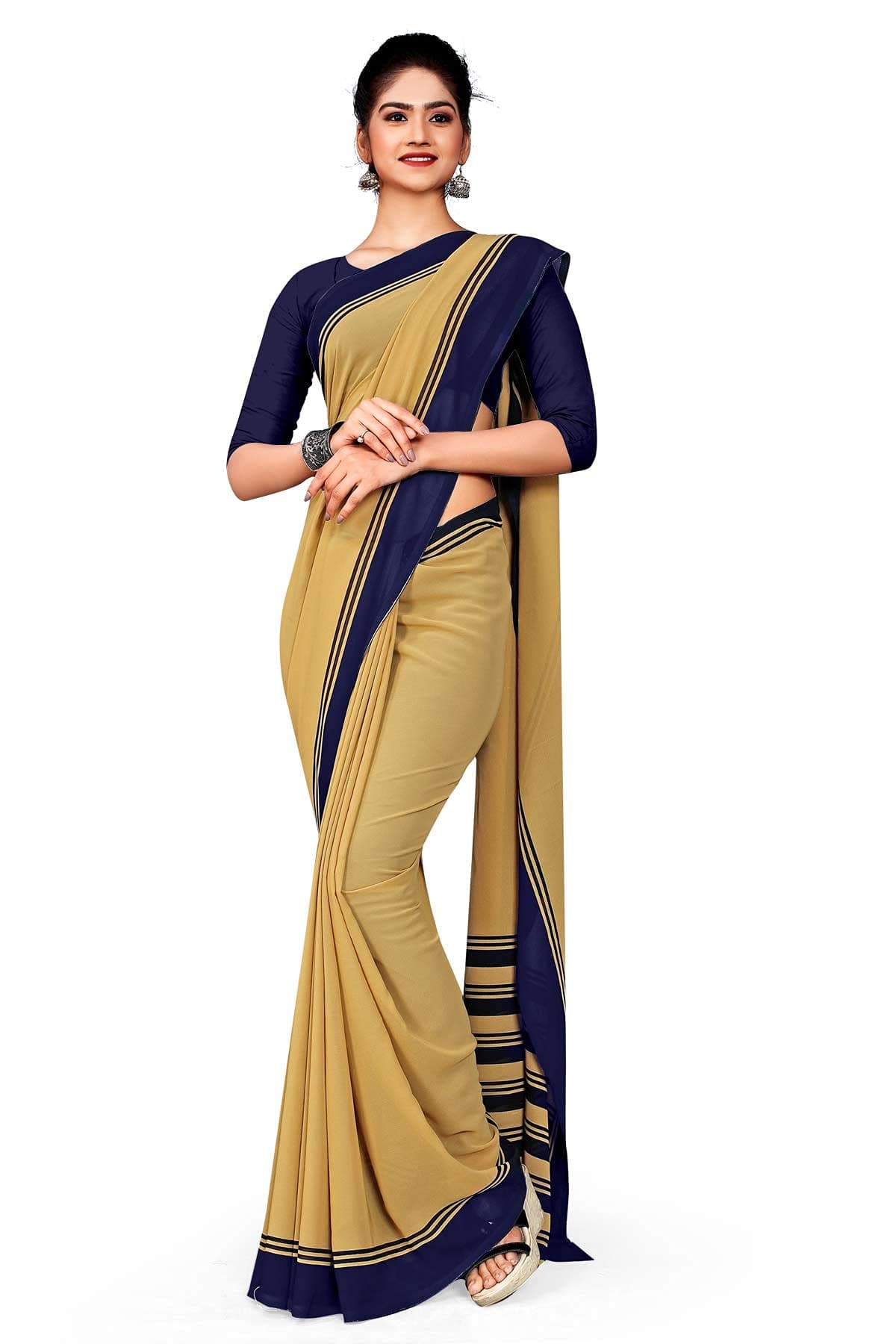 Women's Polyester, Cotton Saree With Blouse Piece