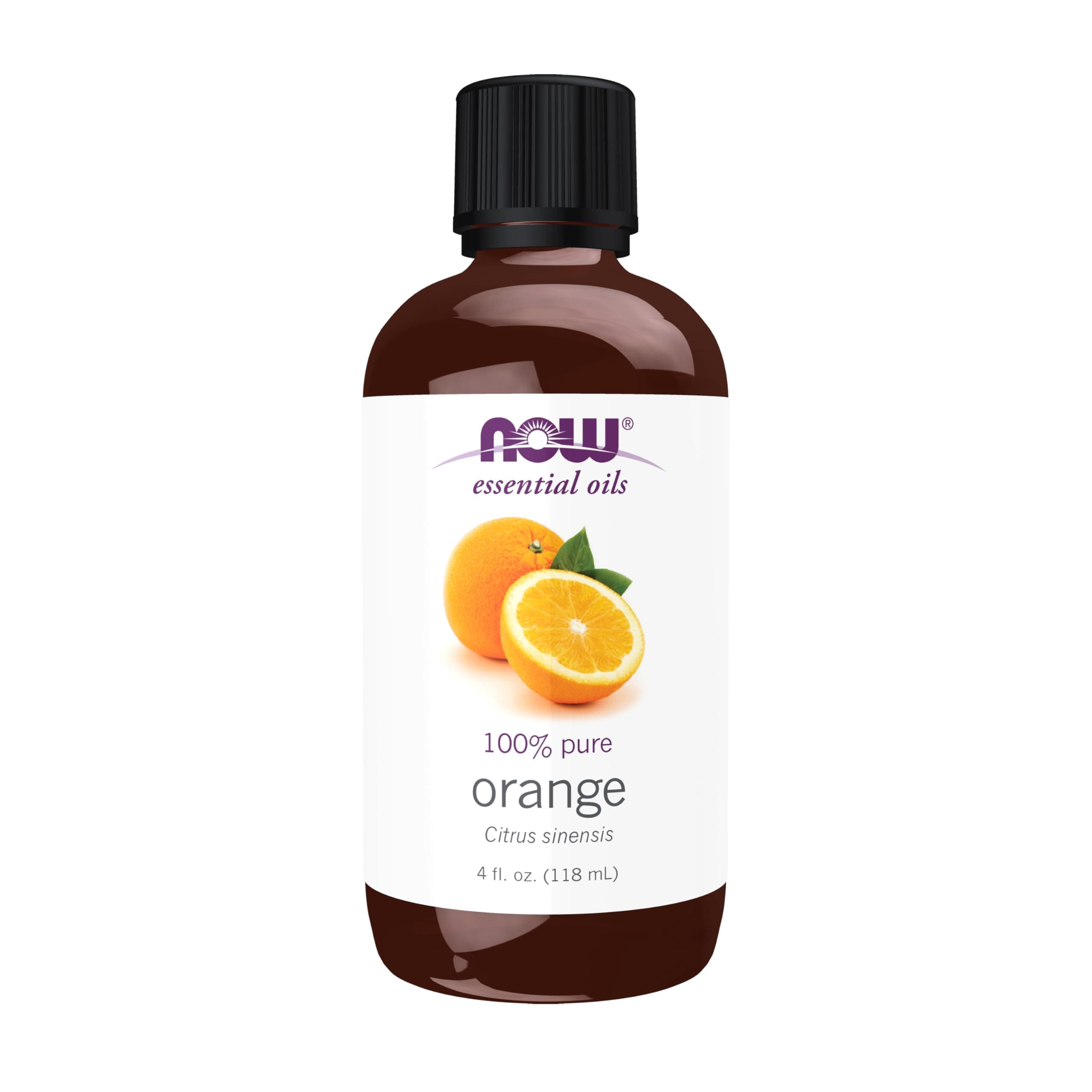 NOW Essential Oils, Orange Oil, Uplifting Aromatherapy Scent, Cold Pressed, 100% Pure, Vegan, Child Resistant Cap, 4-Ounce