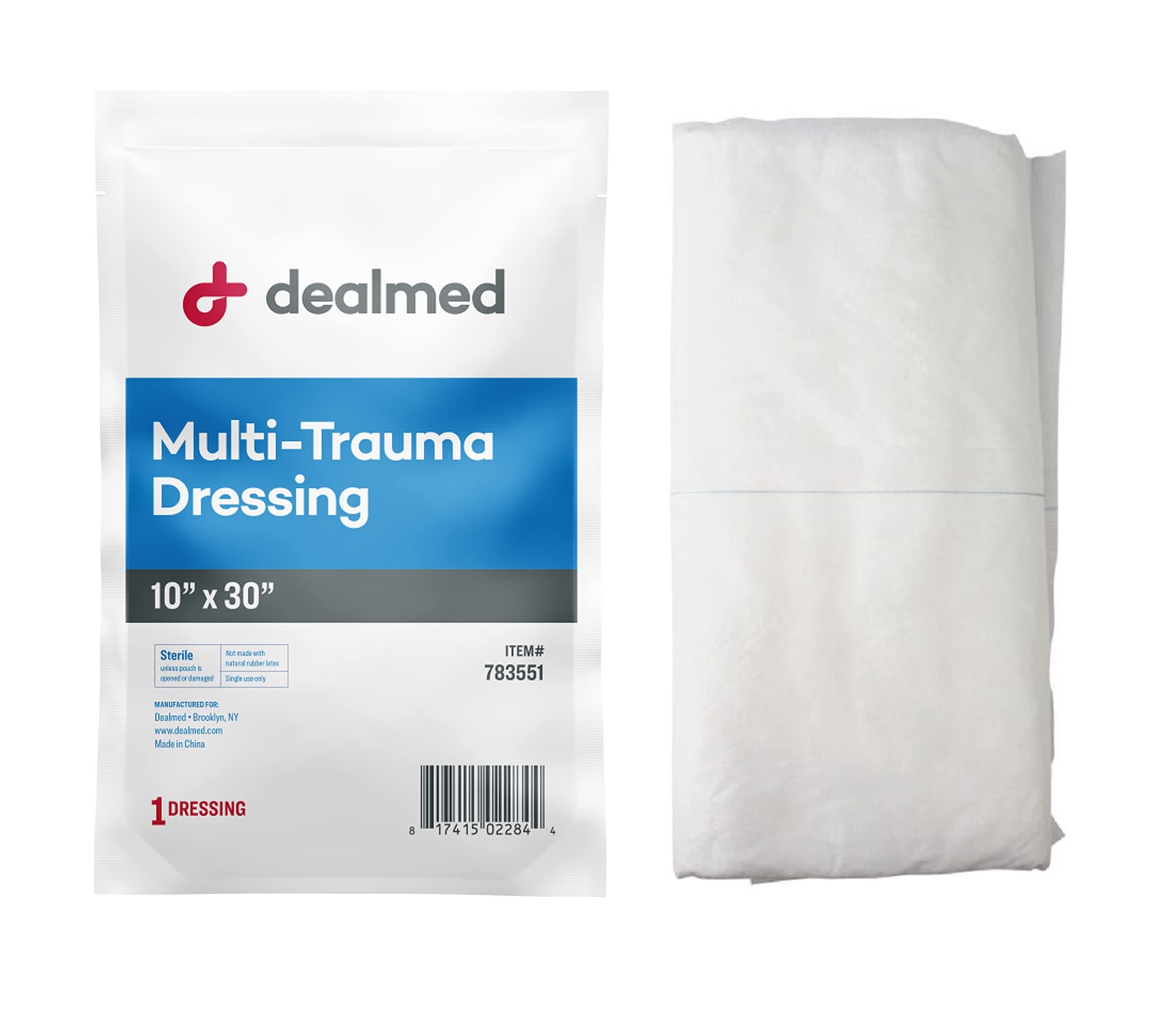 Multi Trauma Dressing | Sterile Oversize Pad for Wound Absorption, Protection and Cushioning (10" x 30", Pack of 1)