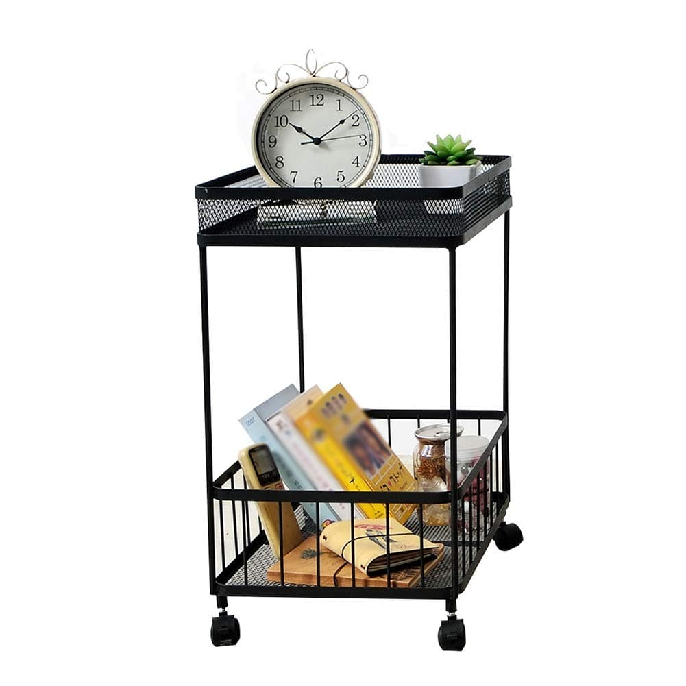 ZHAOYONGLI Tables,End Tables,Side Table Moving Side Storage Storage Corner Several Bedroom Bathroom Rack Kitchen Living Room Storage Shelf (Color : Black, Size : 373256cm)