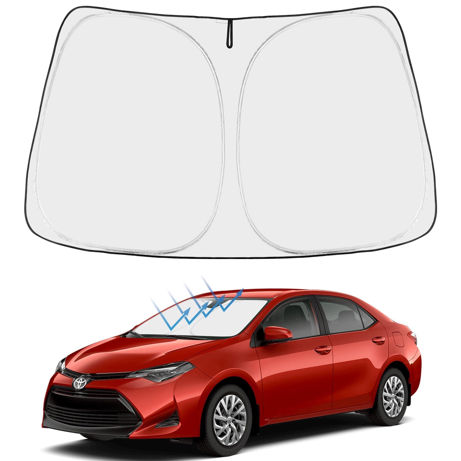 Proadsy 2026 Upgrade Front Windshield Sunshade Foldable Sun Shade Protector Custom Fit 2014-2019 Corolla SE XSE L LE XLE Hybrid Sedan Accessories