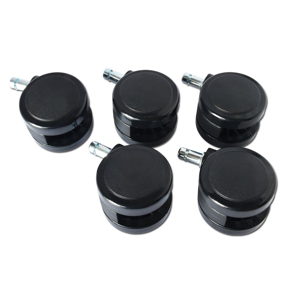 KAPOGEE KC-101 Highest Quality High/Low Temperature Casters for Office Chairs, Large 60mm (2 3/8"), Durable P6 Polyamide Material, 11mm Standard Stem, Set of 5, Safe on Hardwood Floors & Low-Pile Carpet