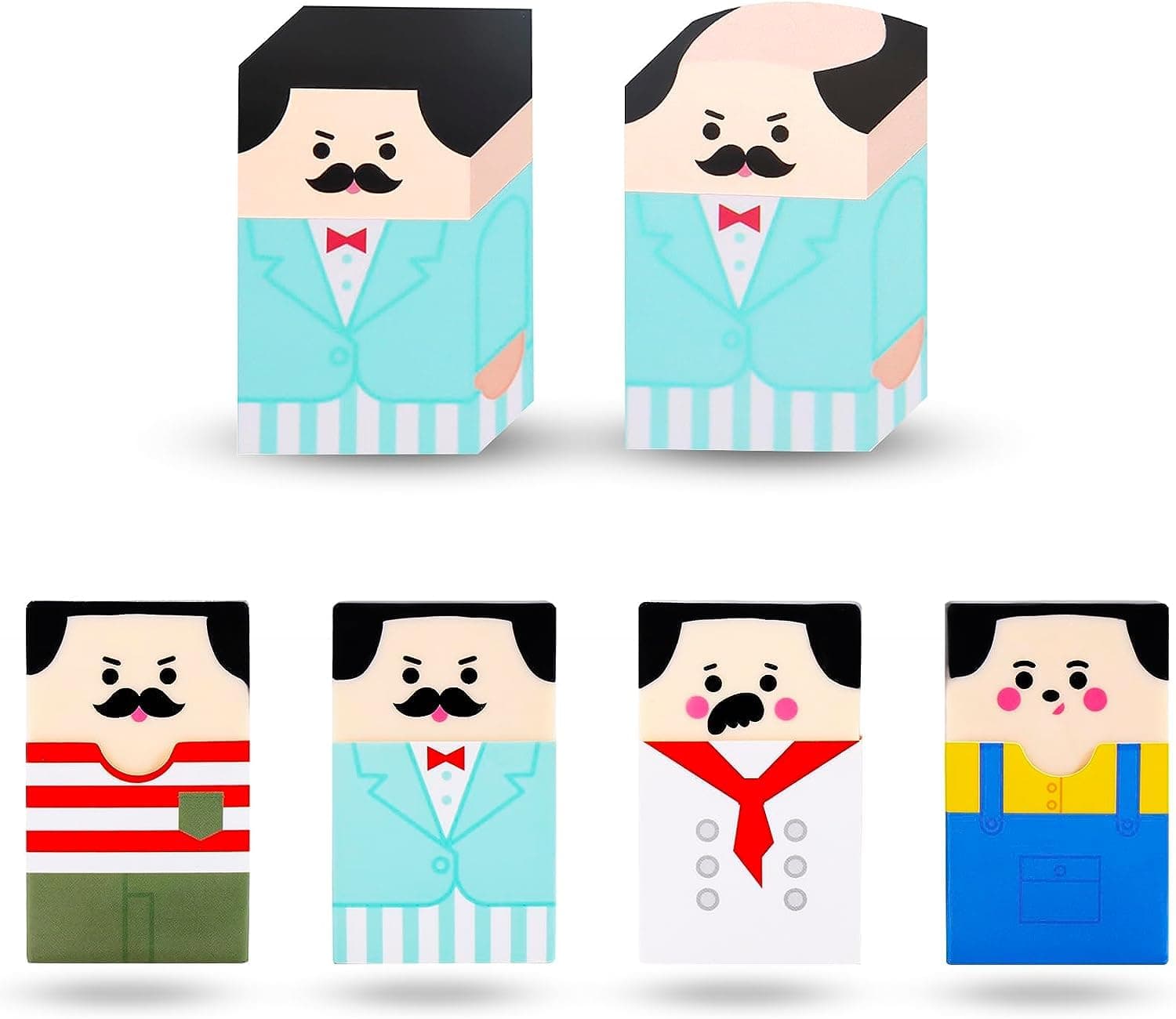 4 Pcs Cute Bald Uncle Erasers, Bulk Fun Pencil Erasers, Funny for Salaryman, Back to School Gifts, for School Office