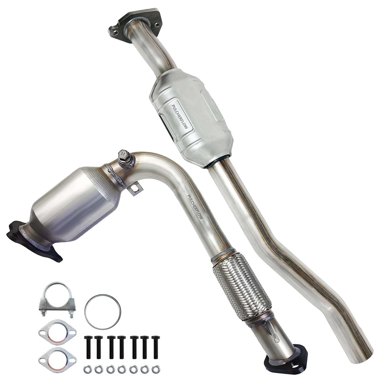 Front & Rear Catalytic Converter Compatible with 2010 2011 2012 2013 2014 Chevrolet Equinox, 2010-2014 GMC Terrain 2.4L Catalytic Convertor High Performance (EPA Compliant)