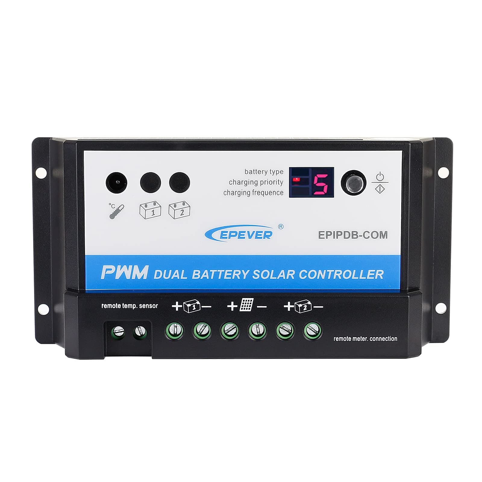 TemankDual Battery Solar Charge Controller 20A 12V 24V Dual-Battery Solar Controller for RVs Caravans and Boats-New Version