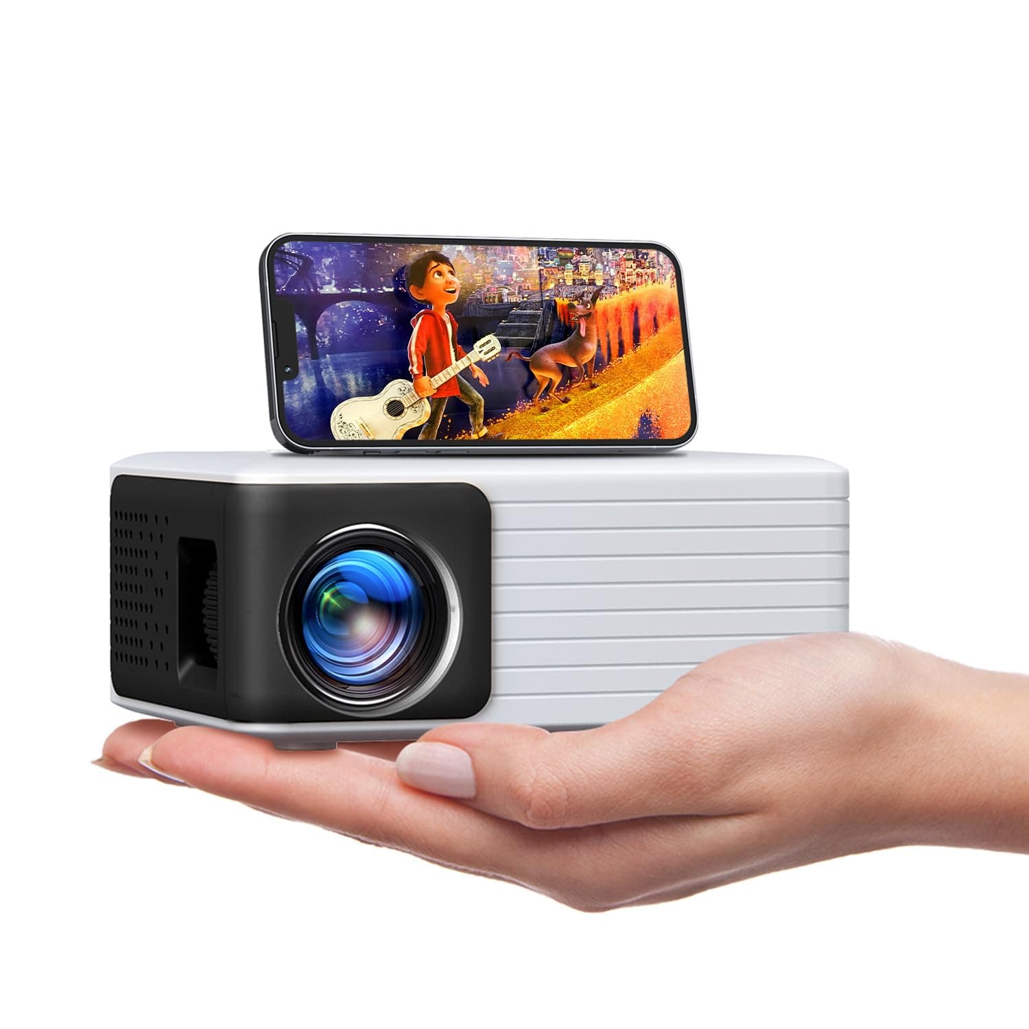 YOTONMini Projector, Portable Projector with WiFi Bluetooth, 720P Native iPhone Video Projector for Home Theater, Compatible with iOS/Android/PC/Tablet/Fire Stick