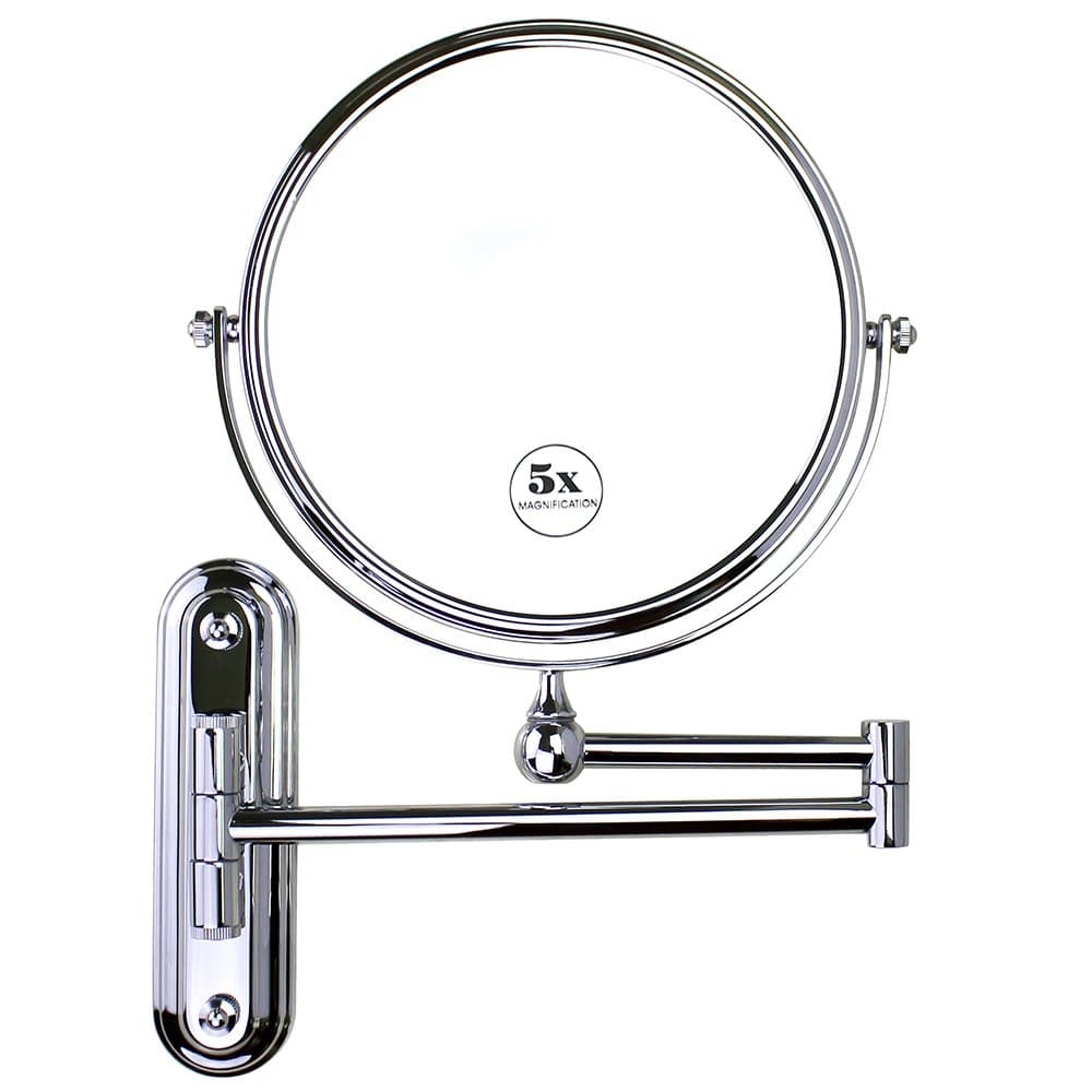 Gloriastar Wall Mounted Mirror Double Sided With 1X/5X Magnification,Chrome Finish, 8-Inch