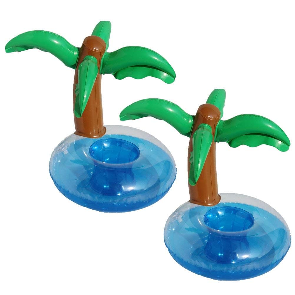Inflatable Drink Holder 2 pc/Set Donuts Flamingo Palm Tree Floating Cup Coasters Doughnut for Pool Party Water Fun