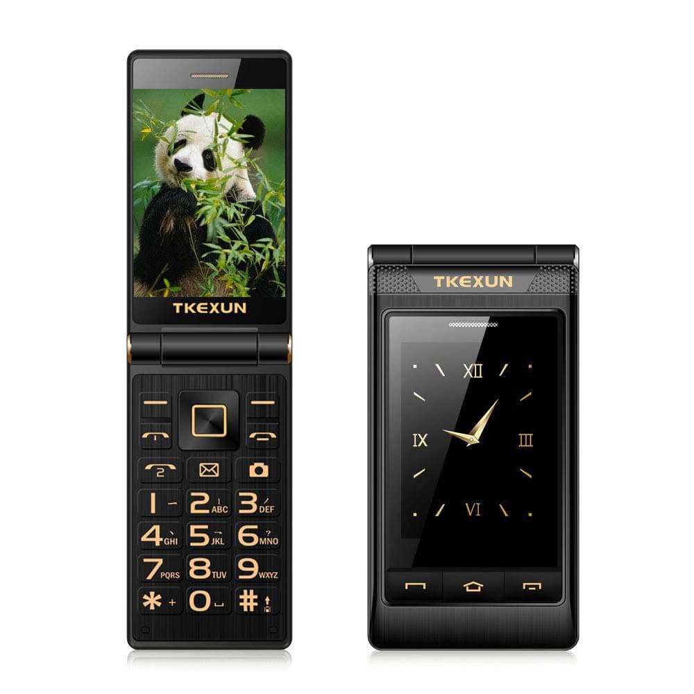 Peedeu Unlocked Flip Mobile Phone, SOS Big Button, 3.0-inch SIM-Free Dual SIM Dual Standby, Quick Dial Key Easy-to-use Clamshell Cell Phone for Elderly Seniors, Black