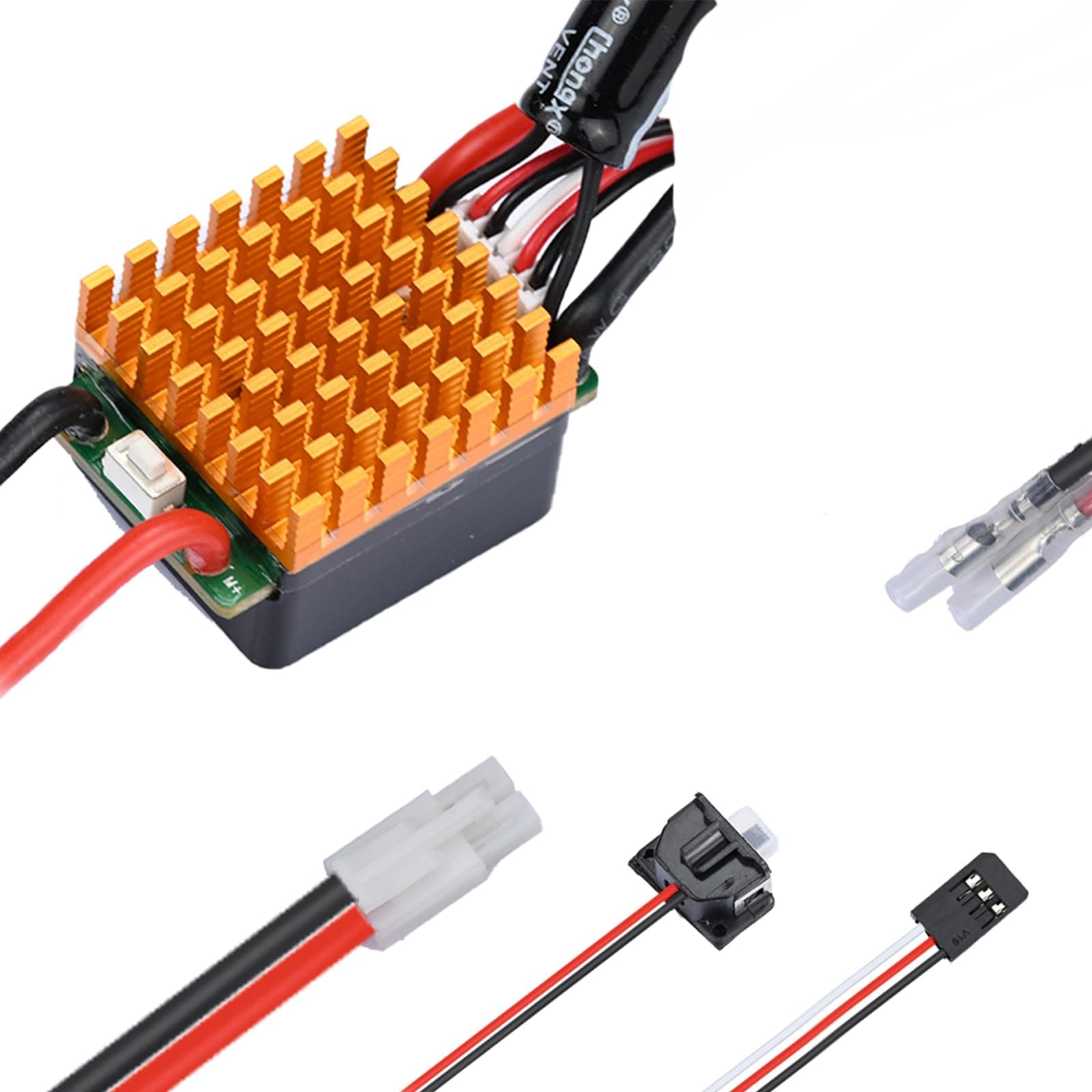 Waterproof Brushed 40A ESC with Dirtproof Switch for 1/10 Traxxas HPI Redcat Tamiya RC Truck, Buggy, Short Course Truck and Rock Crawler