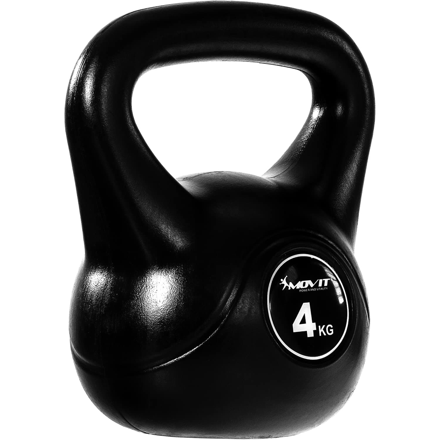 Movit Kettlebell Basic Black, kettlebell with floor-protecting plastic cover, 1 kg to 20 kg, tested for harmful substances
