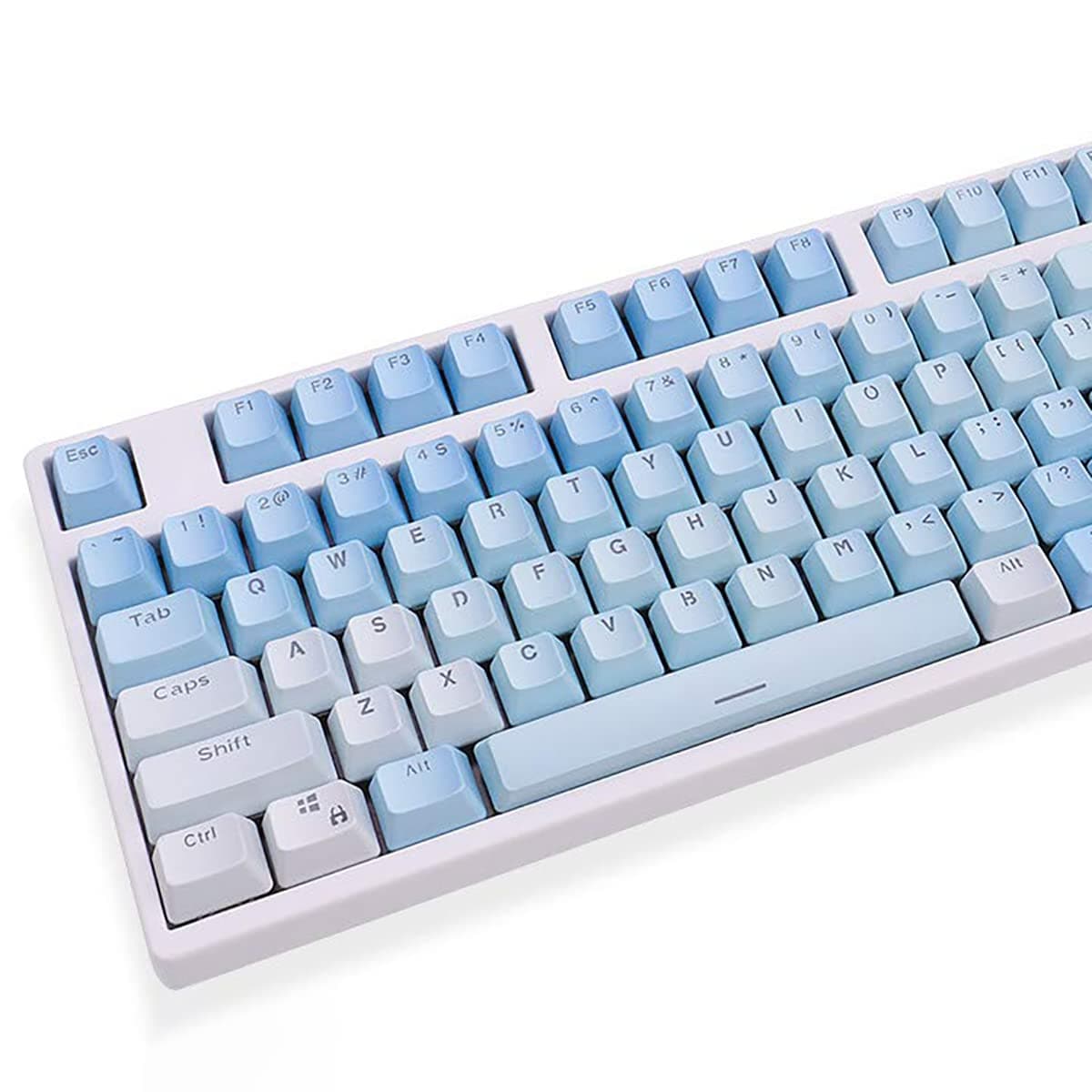 Gliging 104 Keys Sunset Gradient Blue Backlit Keycaps Thick PBT OEM Profile for Cherry MX Switches of Mechanical Keyboard 104 87 61(Blue)