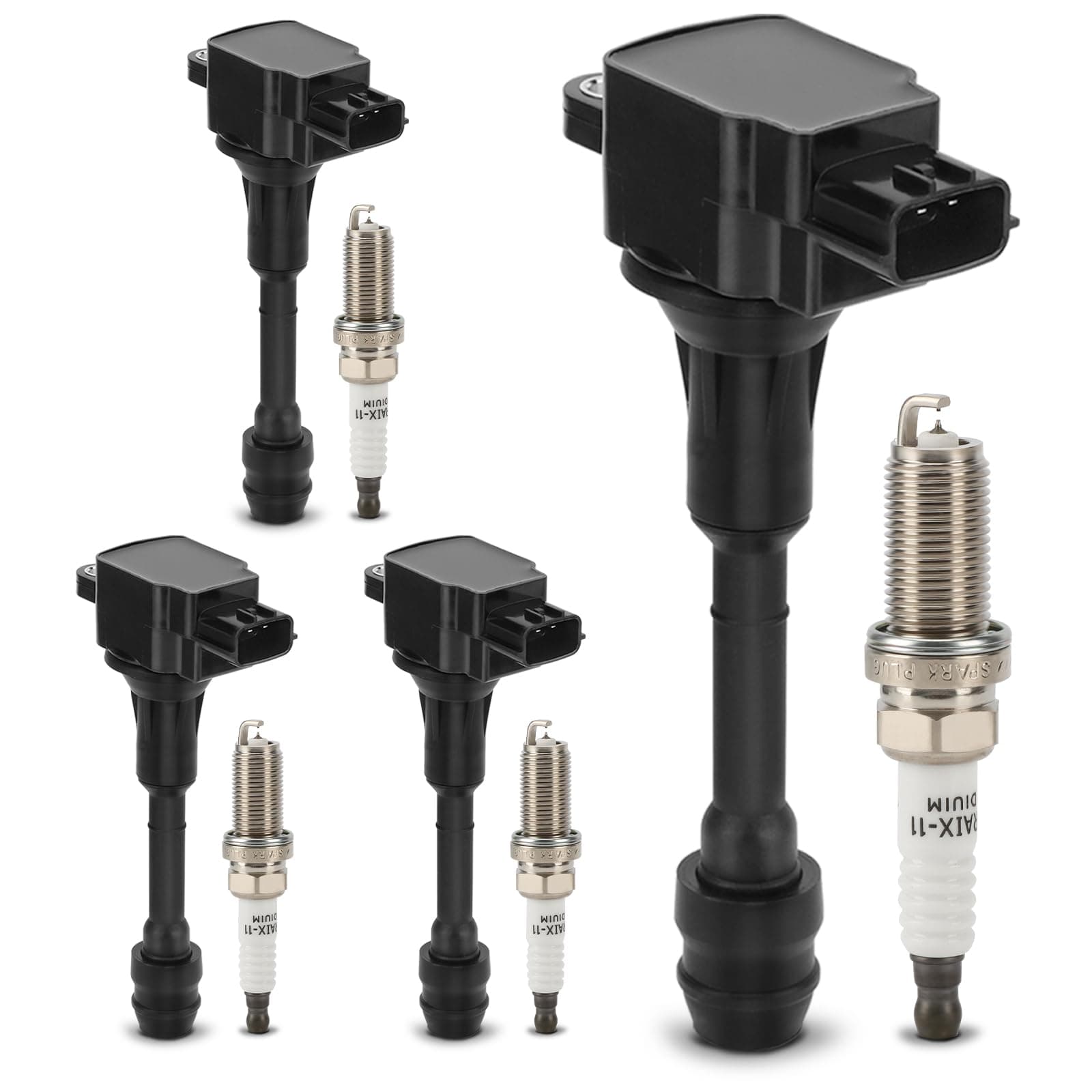 UF350 Ignition Coil & 4505 Double Iridium Spark Plug for 2002-2006 Nissan Altima,2002-2008 Nissan Sentra,2002-2013 X-Trail 2.5L L4 5C1395, C1398,22448-8H310, 22448-8H315,224488H311,22448-8H300