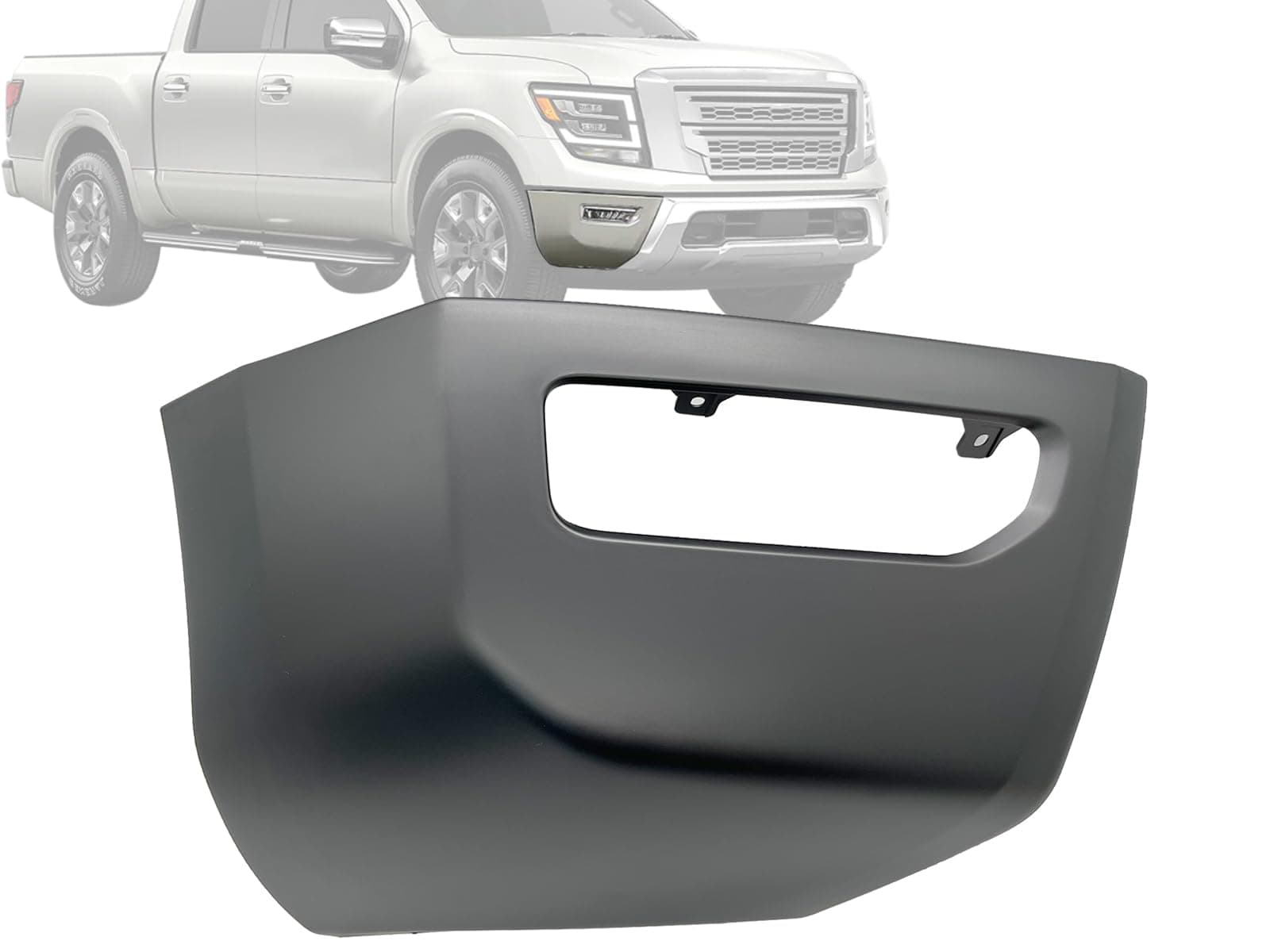 APA Replacement Front Bumper Corner Cover for 2020 2021 2022 2023 Titan without Parking Sensor Hole Passenger Right Side 620249FV0H NI1017102