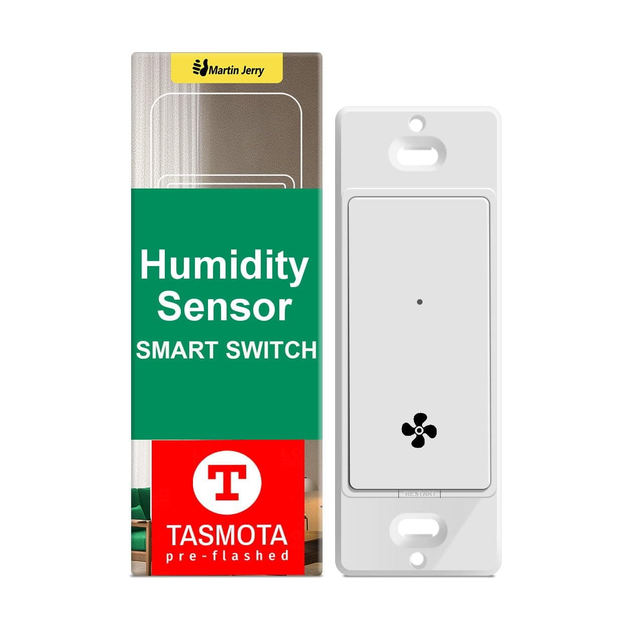 Smart Humidity Sensor Switch for Bathroom Fan by Martin Jerry | tasmota with ESP8285 2.4G WiFi chip, Fan Control for Home Assistant | Smart Home Devices via MQTT