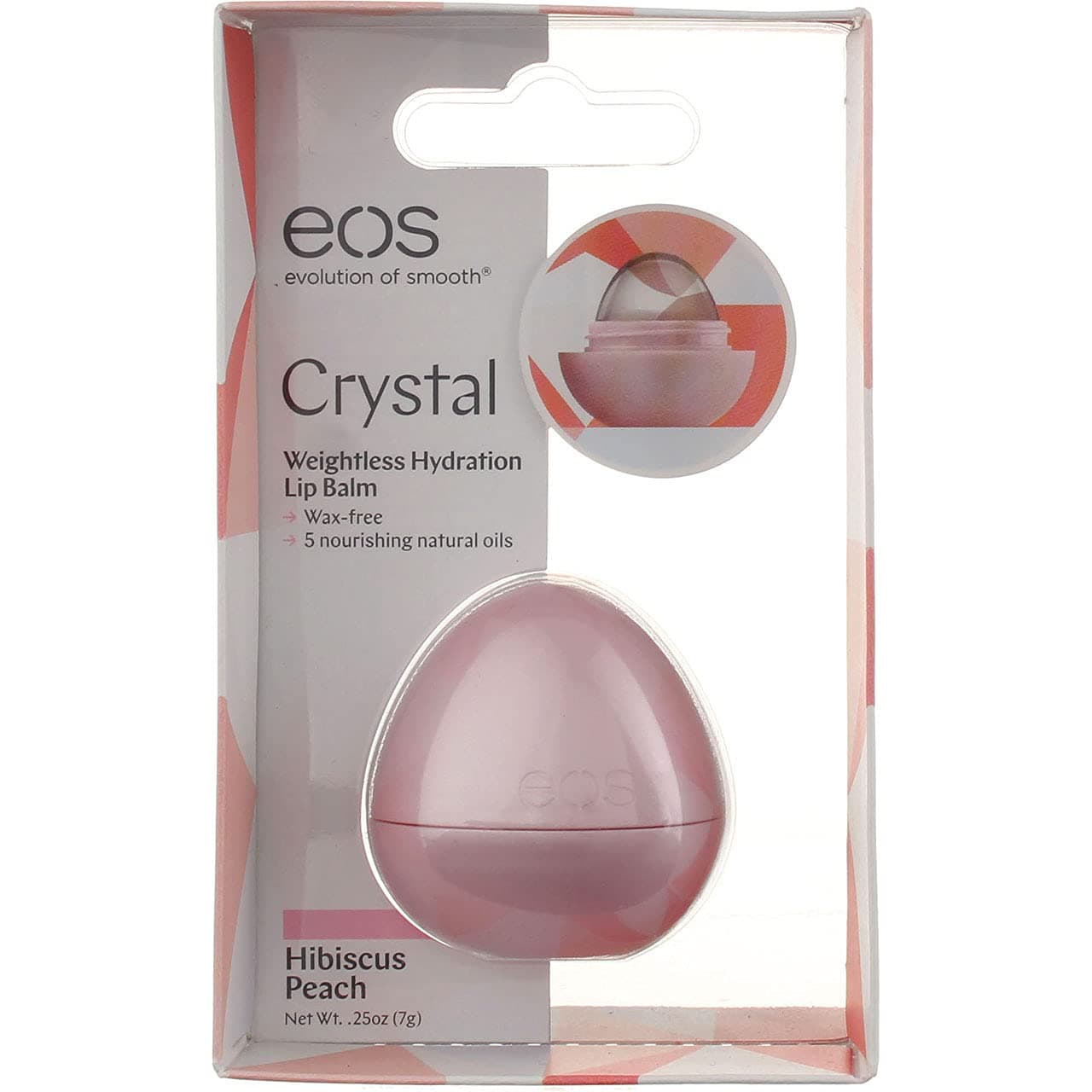 EOS Crystal Hibiscus Peach Weightless Hydration Balm, 0.25 oz (Pack of 2)