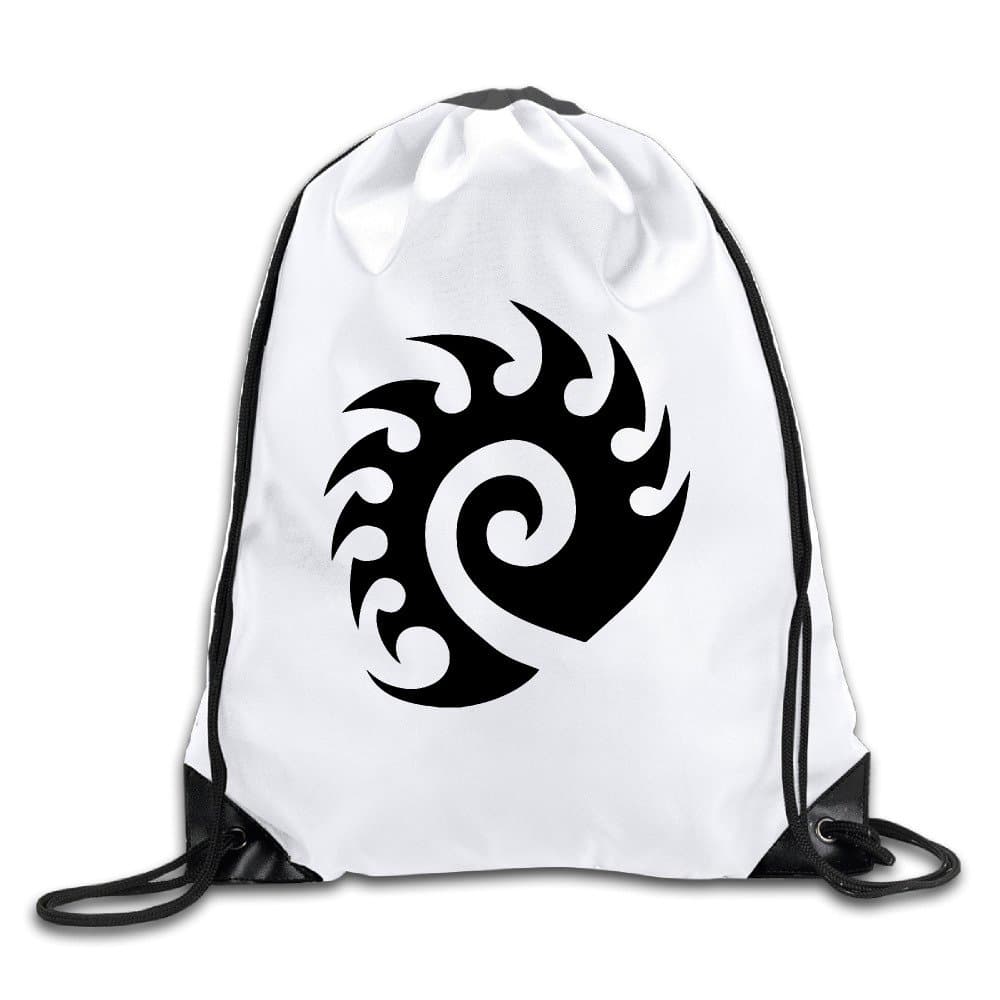 BYDHX Starcraft Zerg Logo Drawstring Backpack Bag White
