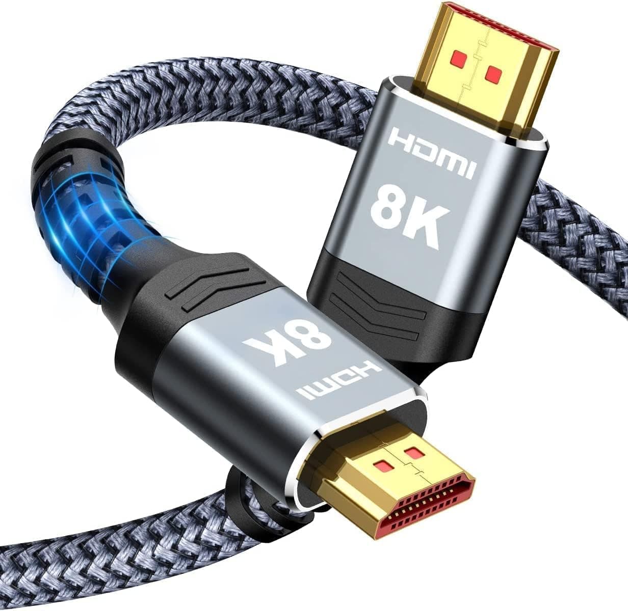 Short 8K HDMI Cable 1.5FT/0.5M 48Gbps, Ultra High Speed HDMI Braided Cord-4K@120Hz, 8K@60Hz, Dolby 7.1, DTS-HD,12 Bit Color Compatible for PS5,Monitor,PC and More