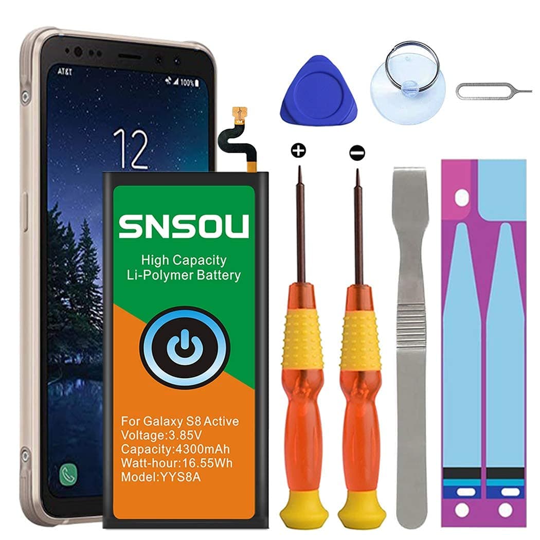 4300mAh Galaxy S8 Active Battery Replacement Kit for Samsung Galaxy S8 Active with Repair Tool Kit.