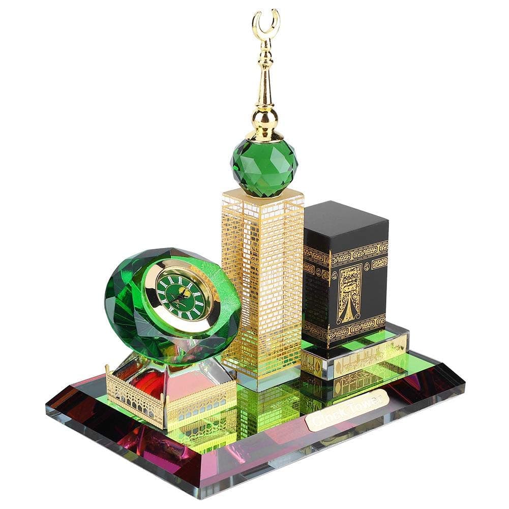 Muslim Kaaba Clock Tower Model, 4.7 * 3.1 * 5.1in Practical Islamic Architecture Handicrafts Islamic Home Decor for Souvenirs Home Desktop Decoration Festival Gift Art