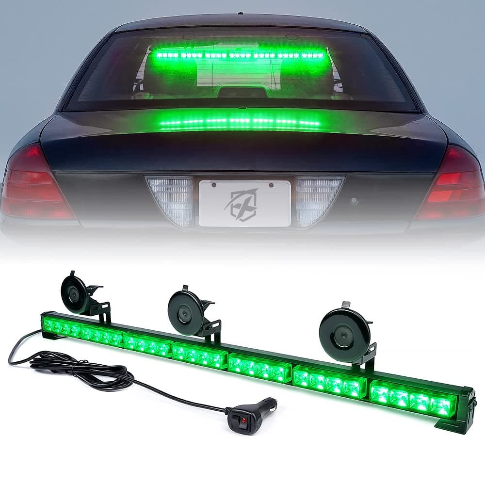 Xprite 35.5" 32 LED 7 Modes Traffic Advisor/Advising Emergency Warning Vehicle Strobe Top Roof Light Bar Kit (White)