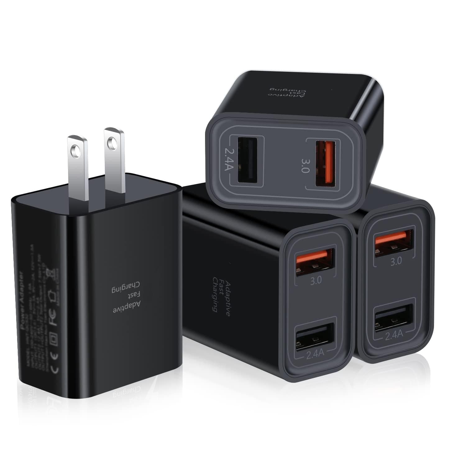 USB Plug, Dual USB Wall Charger 4 Pack, 30W 2-Port Fast Charger Block,Quick Charge 3.0 Charging Block Cube for iPhone 16 15 14 13 12 11 X,iPad,Samsung S25 S24 S23 S20 S10 S9 Note20,LG
