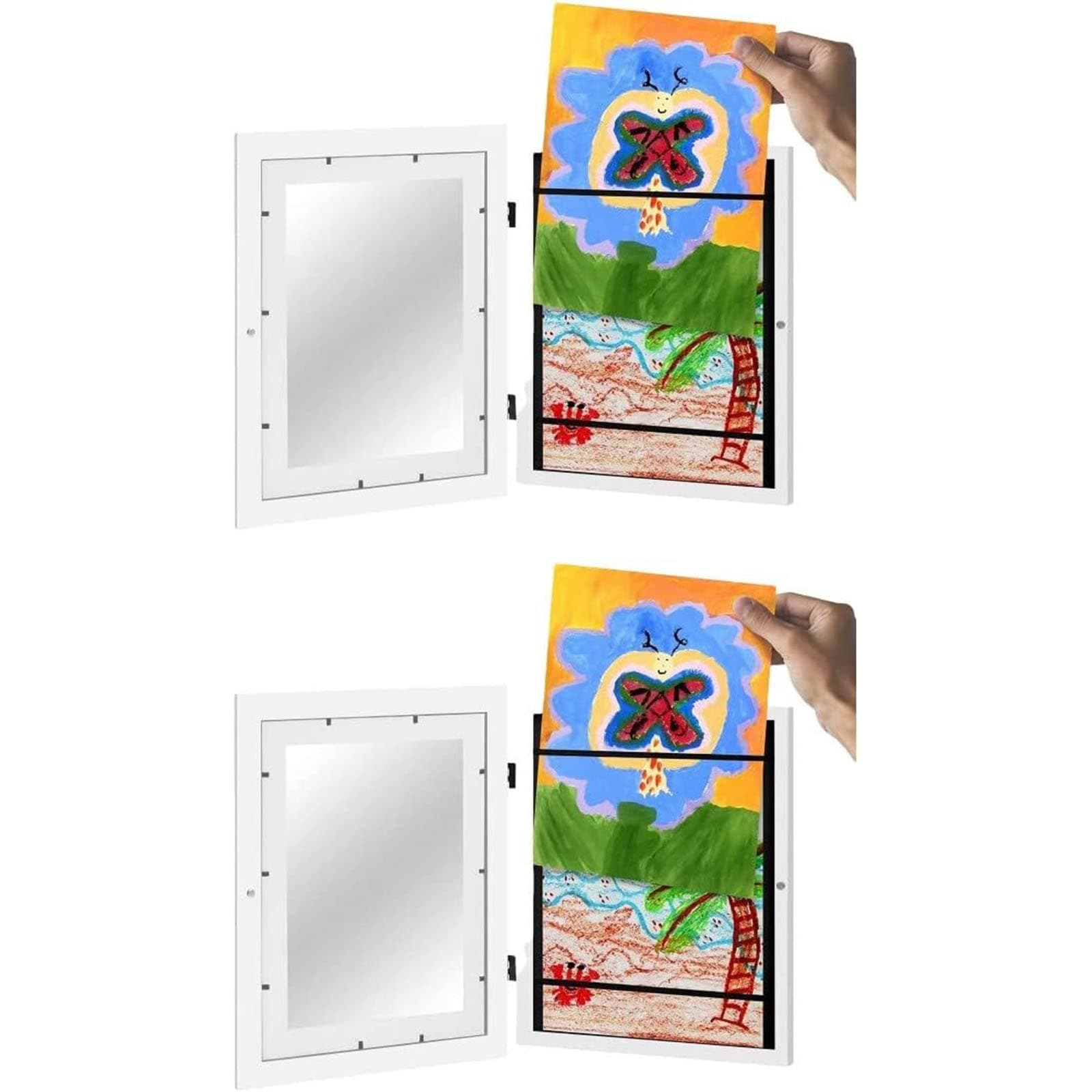 2Pcs Kids Art Frame Front A4 Picture Frames Opening Artwork Display Storage For Children Drawing Crafting Projects Schoolwork Home Office
