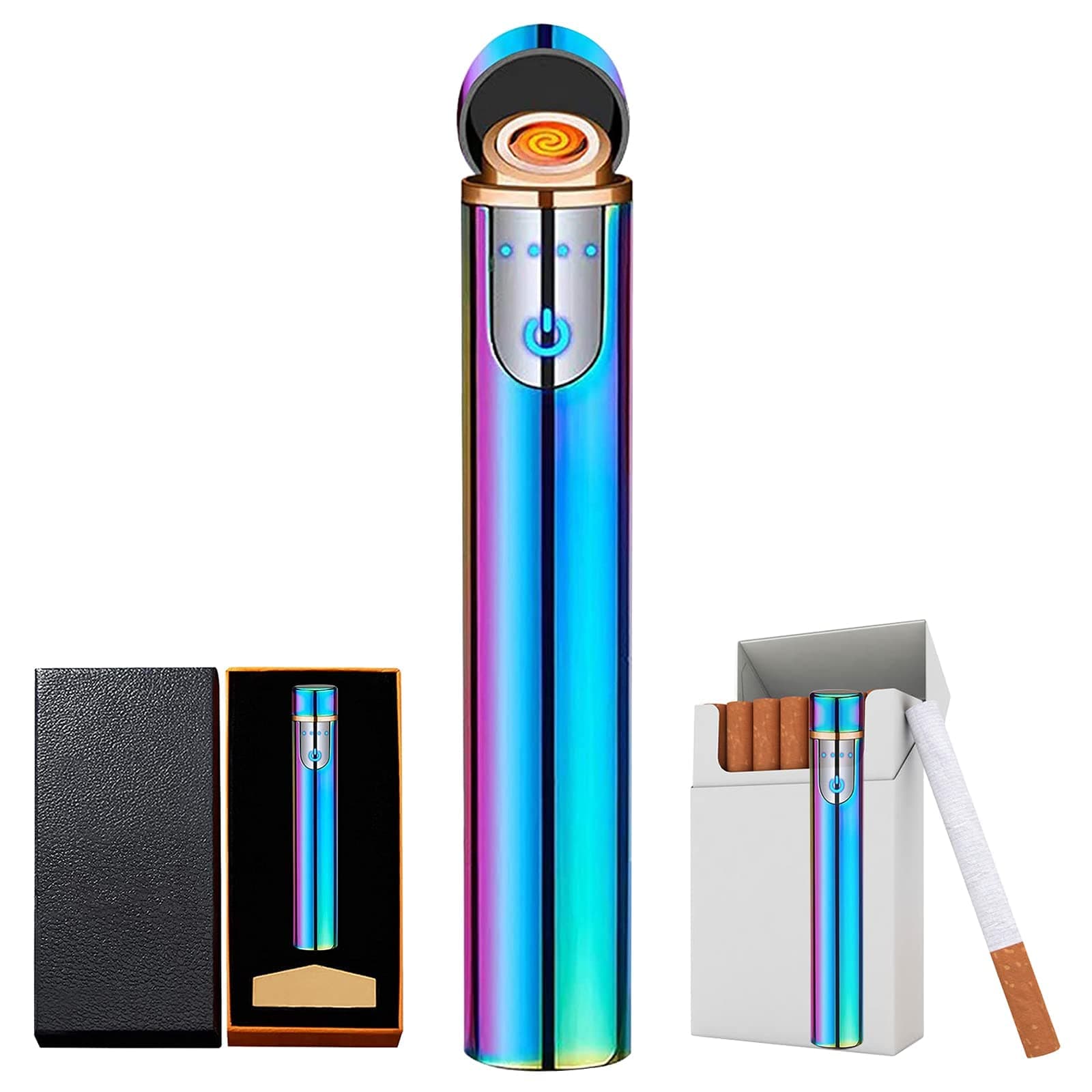 ZOIPPDMSUSB Rechargeable Lighter, Mini Electric Fingerprint Ignition Windproof Lighter, Ice