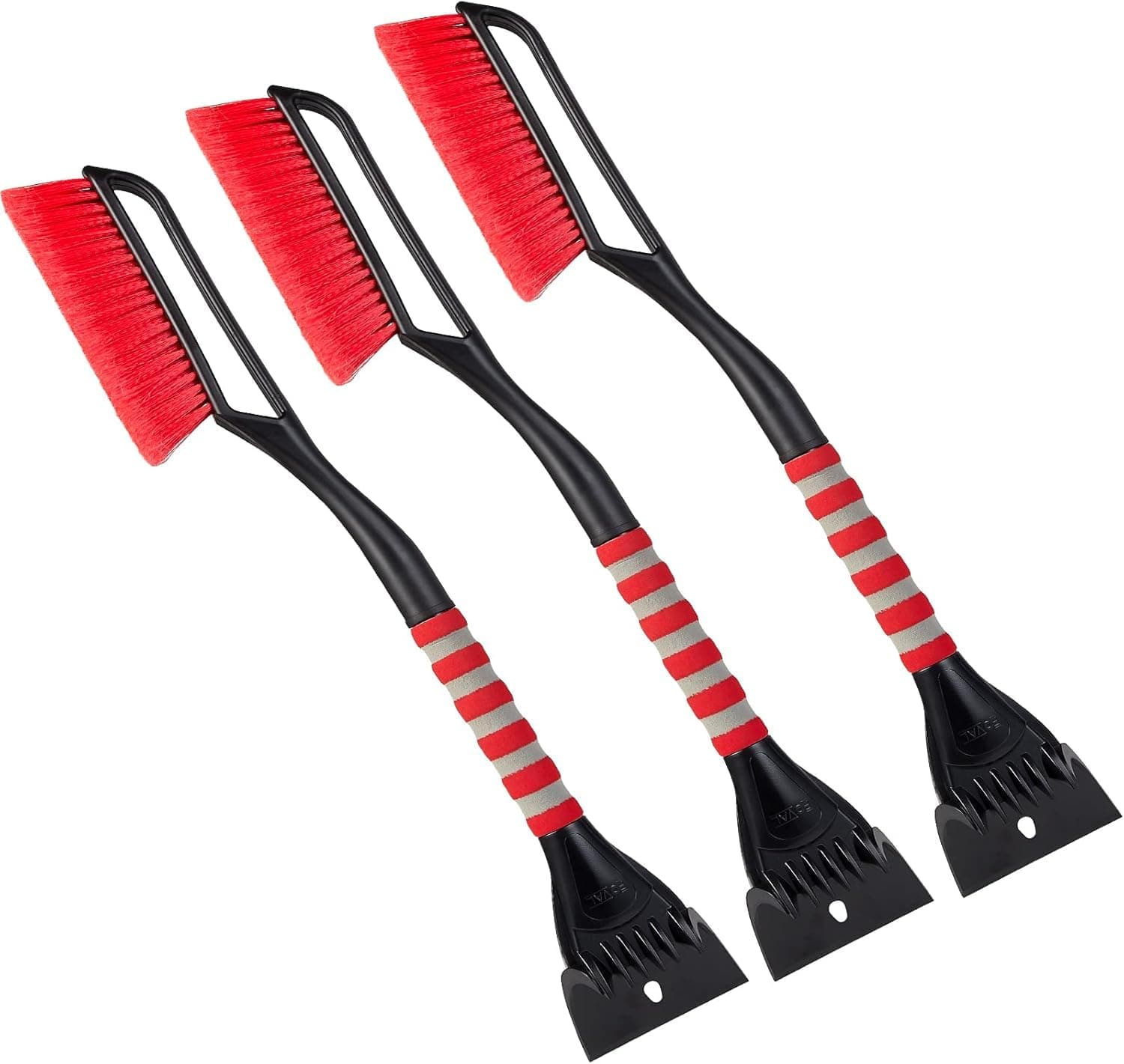 27" Ice Scraper Snow Brush (3 Pack), Wider Ice Scraper(4.73" Width) Snow Removal Car Brush with Comfortable Foam Grip for Cars, Trucks, SUVs, Windshield, Window - Winter Tool