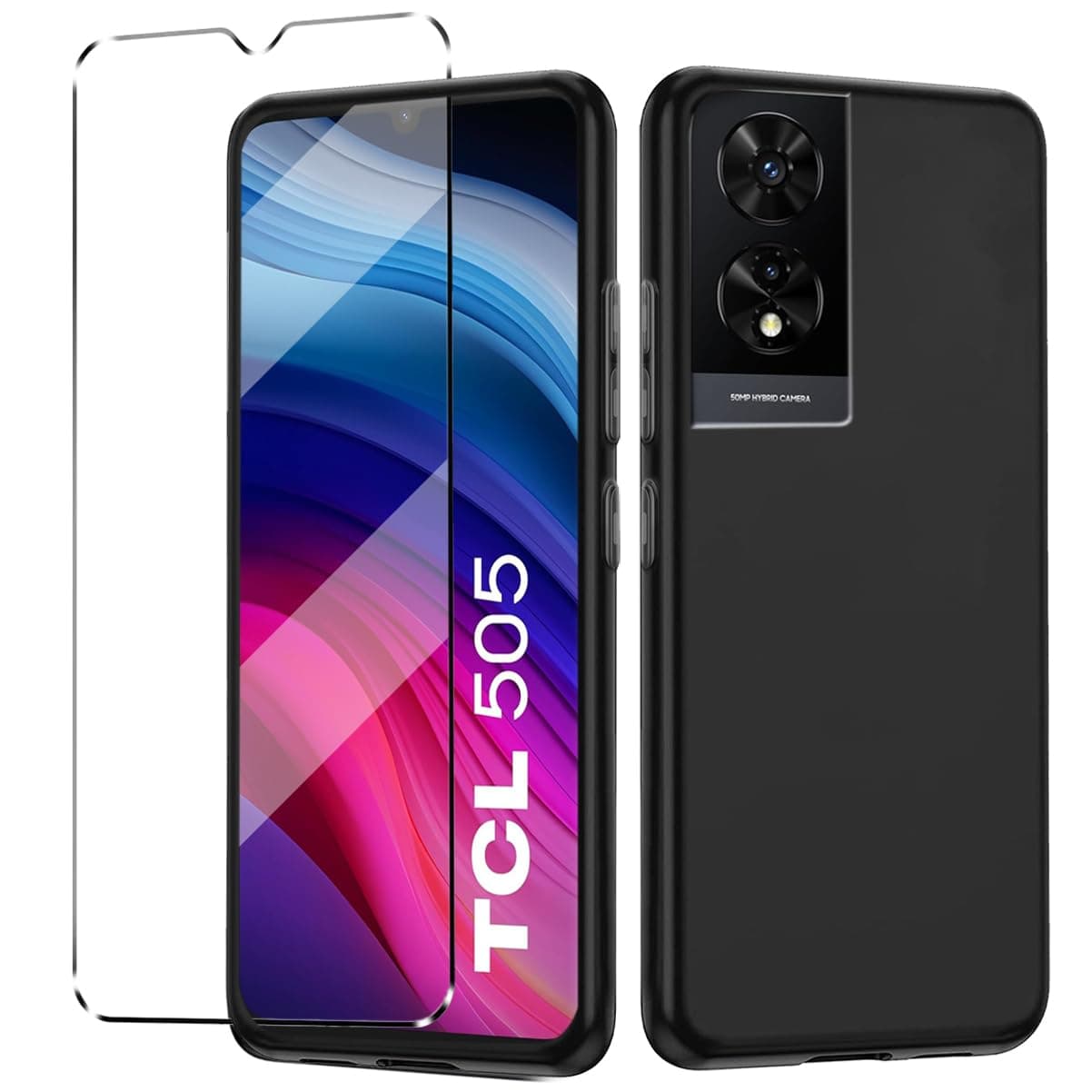 Cover Compatible with TCL 505 Case with 1 Pack Tempered Glass Screen Protector Phone Case for TCL 505,Soft TPU Slim Fit Shockproof Anti-Scratch Phone Cover-Clear