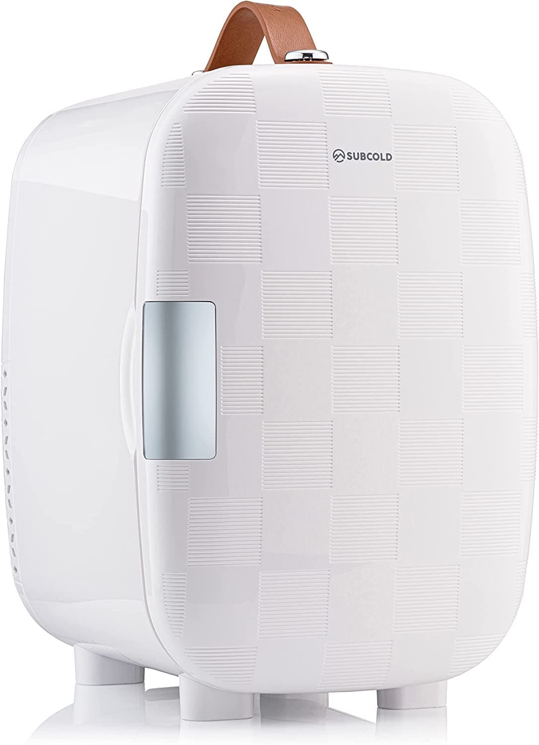 PRO6 Mini Fridge 6L / 8 Can – Quiet & Energy-Efficient, USB & AC Powered Small Fridges for Bedrooms, Car, Office | Portable Mini Fridge For Skincare, Beauty, Drinks & Snacks (Chequer White)