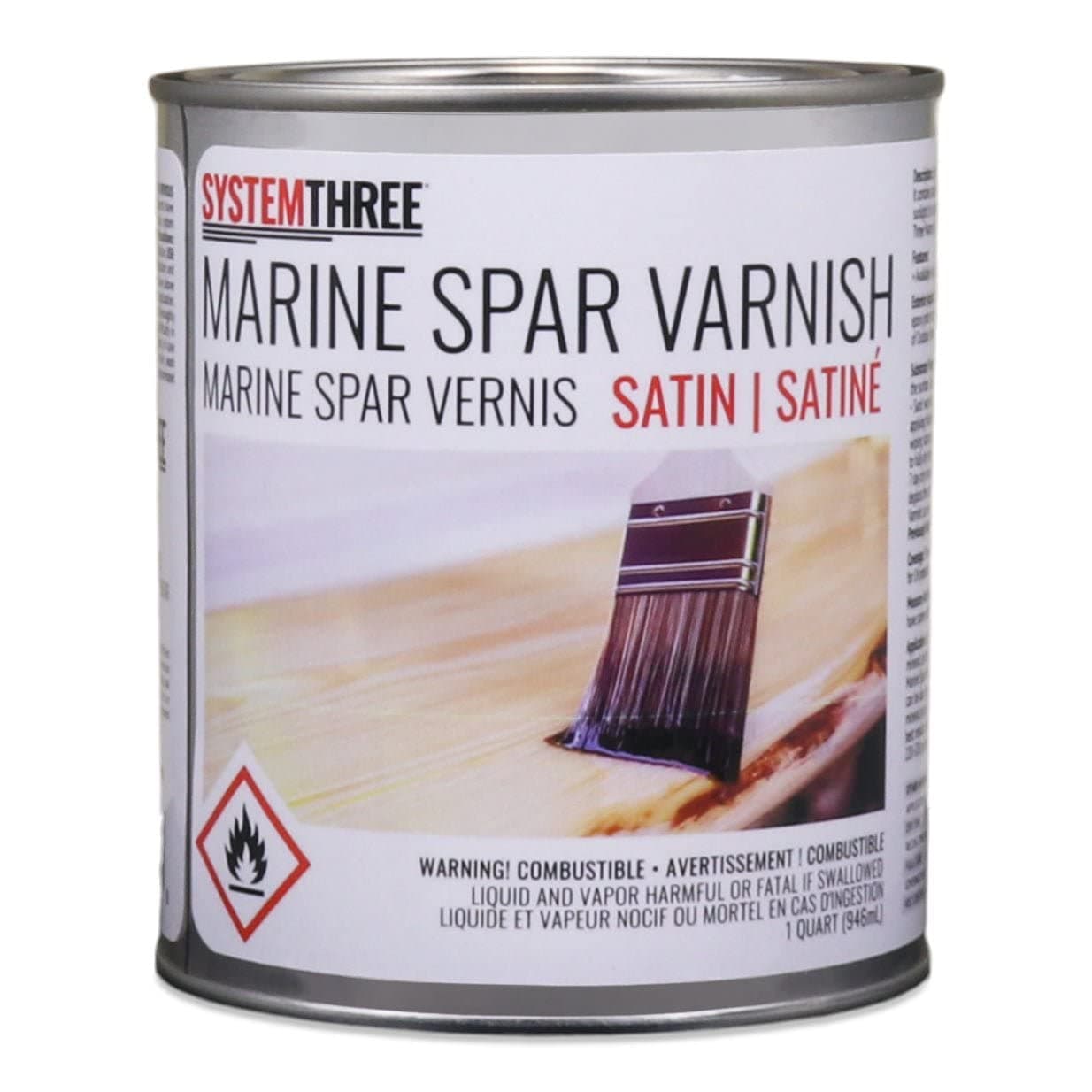 - System Three Marine Spar Varnish, Satin, 1 Qt Can