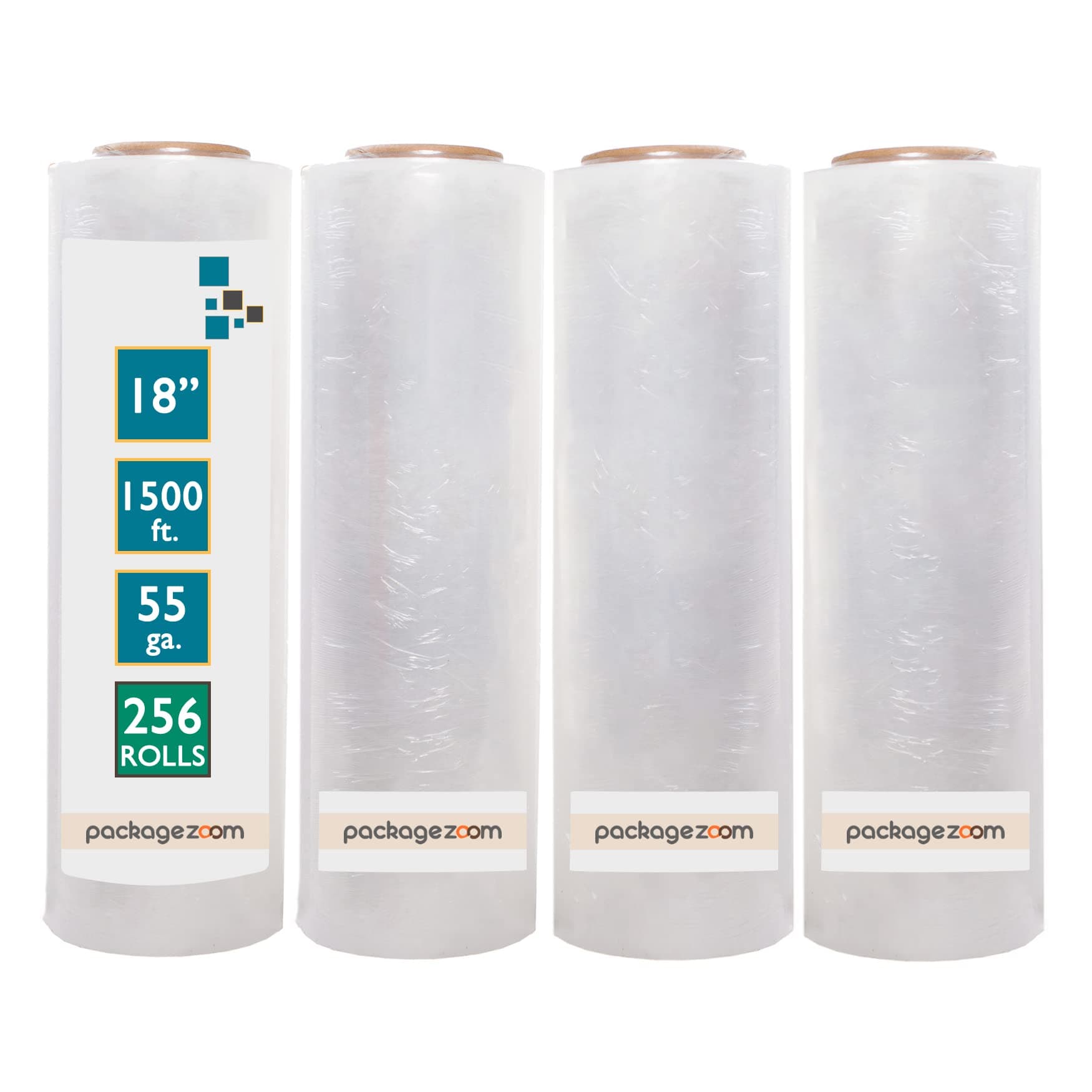 256 Rolls 18" x 1500 Ft Stretch Wrap Heavy Duty, Industrial Strength Shrink Wrap, 55 Gauge High Performance Stretch Film Replaces 80 Gauge Low Films, Clear Hand Stretch Wrap