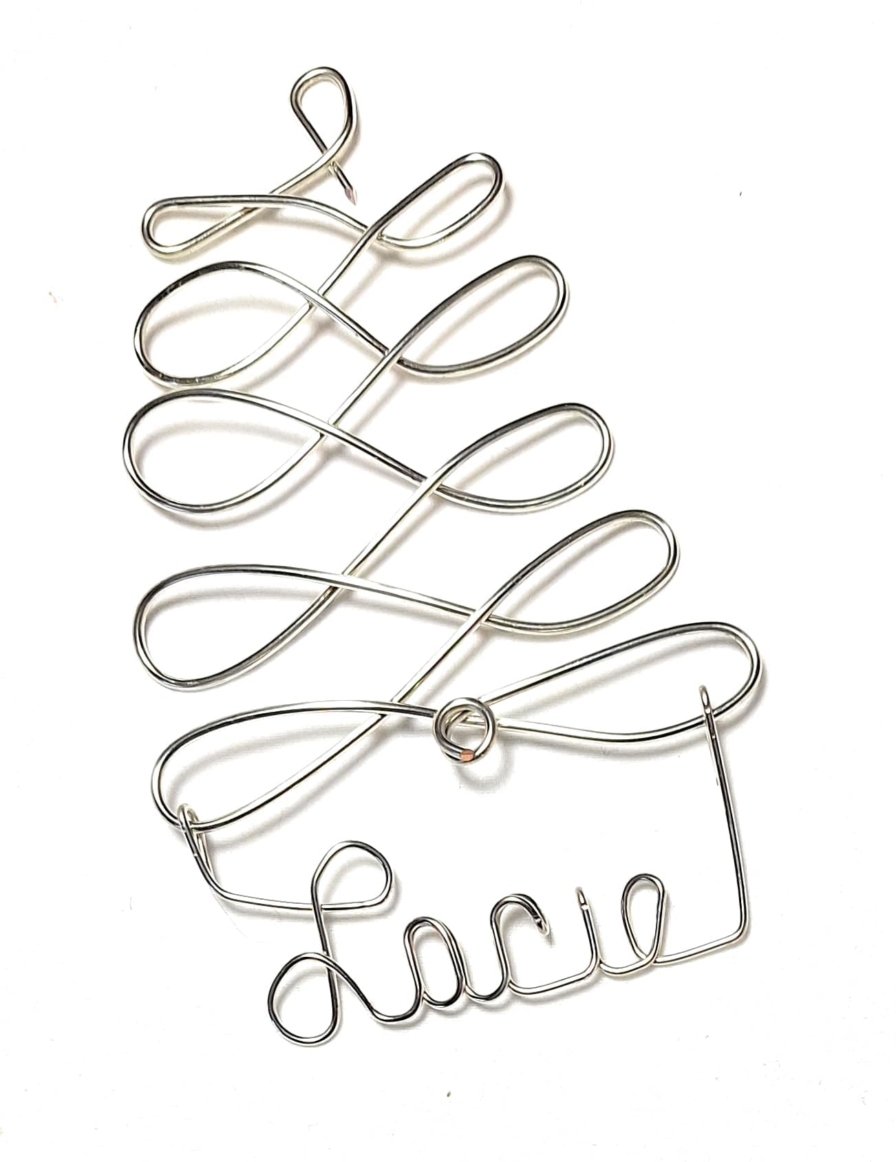 Personalized Christmas Ornament Silver Tree Any Name Designed Up to 9 Letters, Gift Name Tag, Custom Name Tree Ornament, Personalized Holiday Ornament