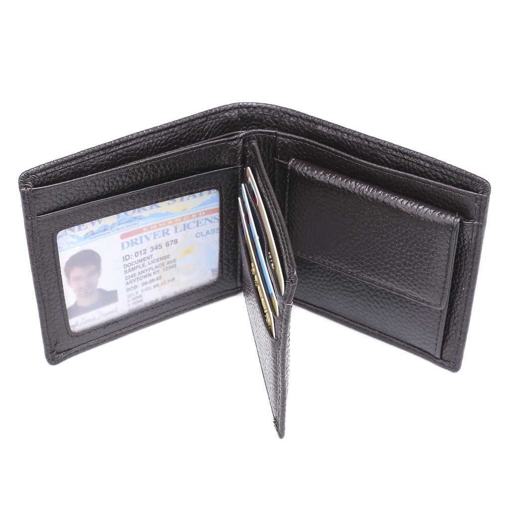 Flyen RFID Blocking Wallet for Men - Genuine Leather Bifold Wallet With Coin Pocket