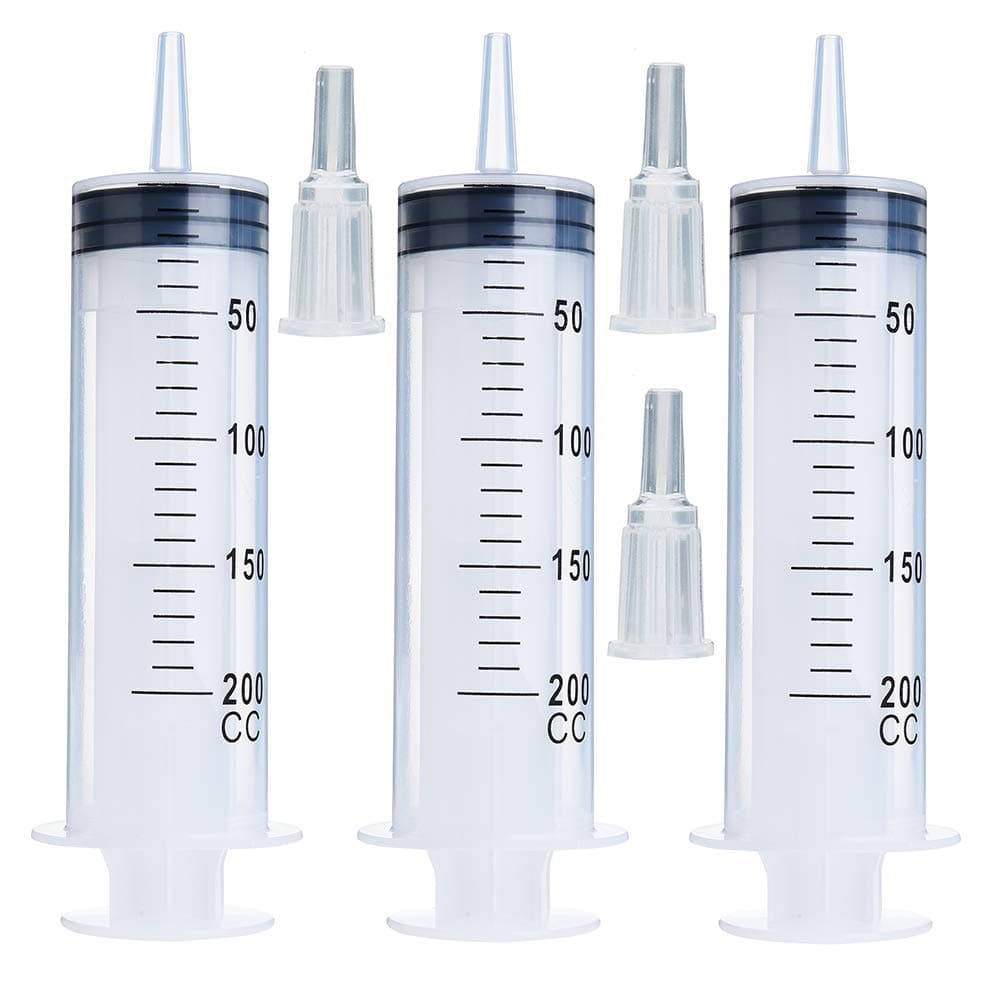 AKRAF 3 Pack 200ml Syringe for Scientific Labs, Refilling, Measuring
